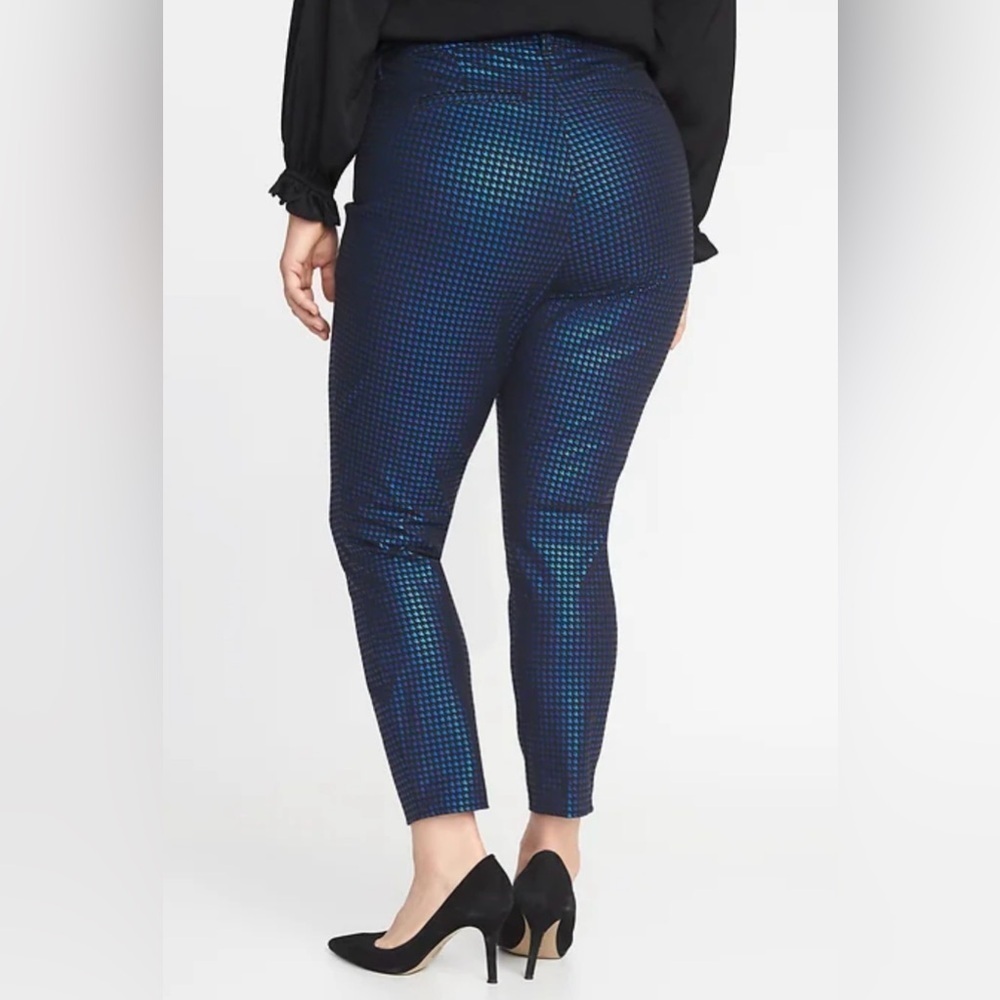 Nwt Metallic Blue Herringbone Pixie Mid Rise Stre… - image 5